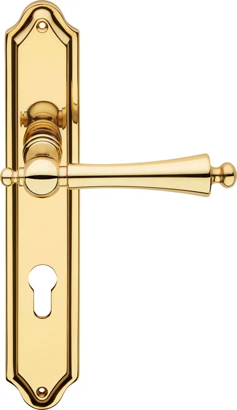 Heidi - klamka do drzwi na dlugim szyldzie z otworem na wkladke bebenkowa